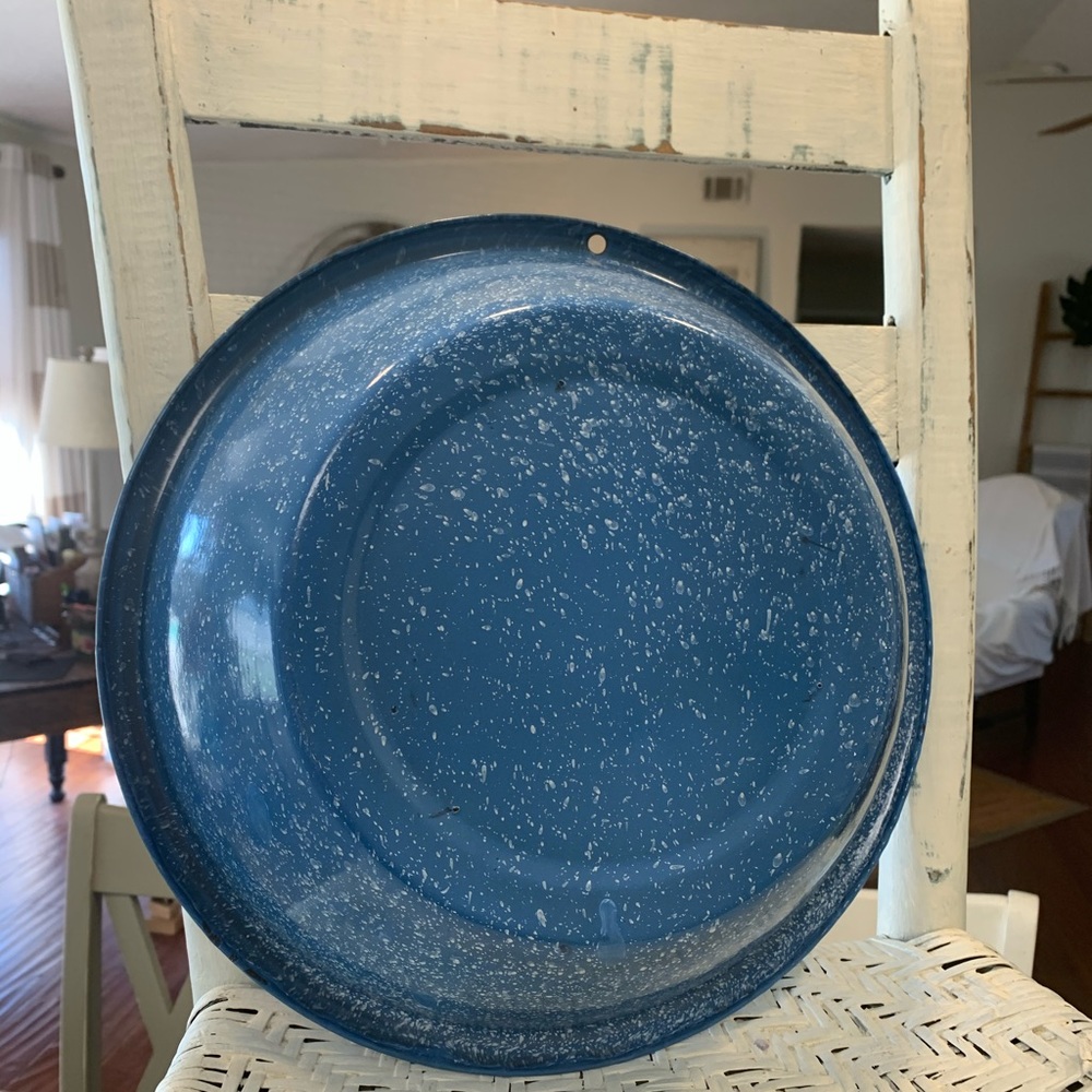 Vintage Blue Enamelware Bowl